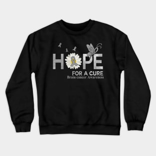 Hope For A Cure Butterfly Flower Brain cancer Crewneck Sweatshirt